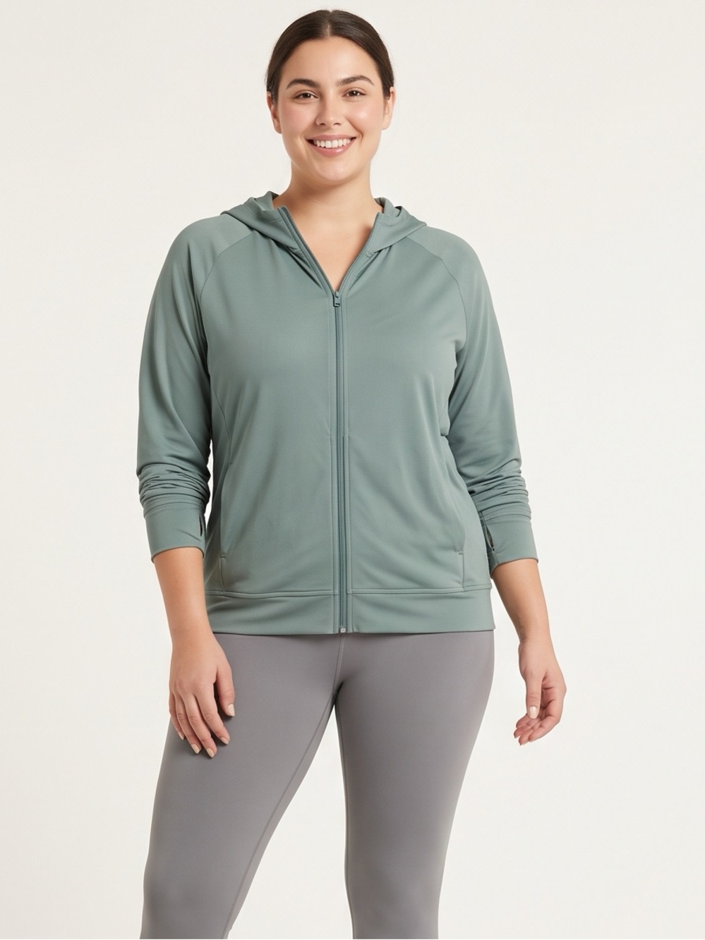 Uniqlo Hooded Zip Bomber Jacket - Sage Green